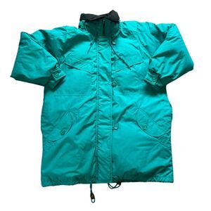 London Fog Down Puffer‎ Coat Womens Small Regular Teal Green Full Zip Jacket